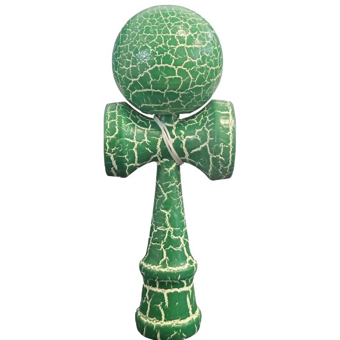 Kendama Crack, Selexmo, din Lemn, 18 cm, +14 Ani, Diametru Bila 6 cm, Model Crapat, Verde