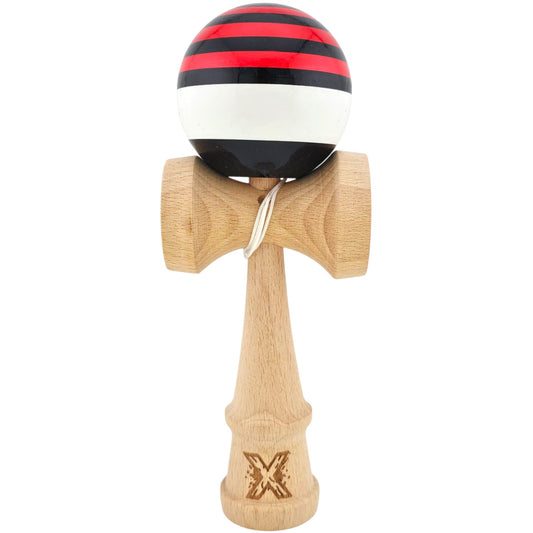 Kendama X Originala, Profesionala, Selexmo, din Lemn, Super Sticky, 18 cm, Rosu/Negru/Alb