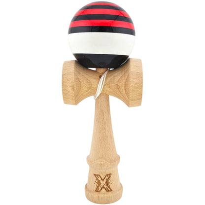 Kendama X Originala, Profesionala, Selexmo, din Lemn, Super Sticky, 18 cm, Rosu/Negru/Alb