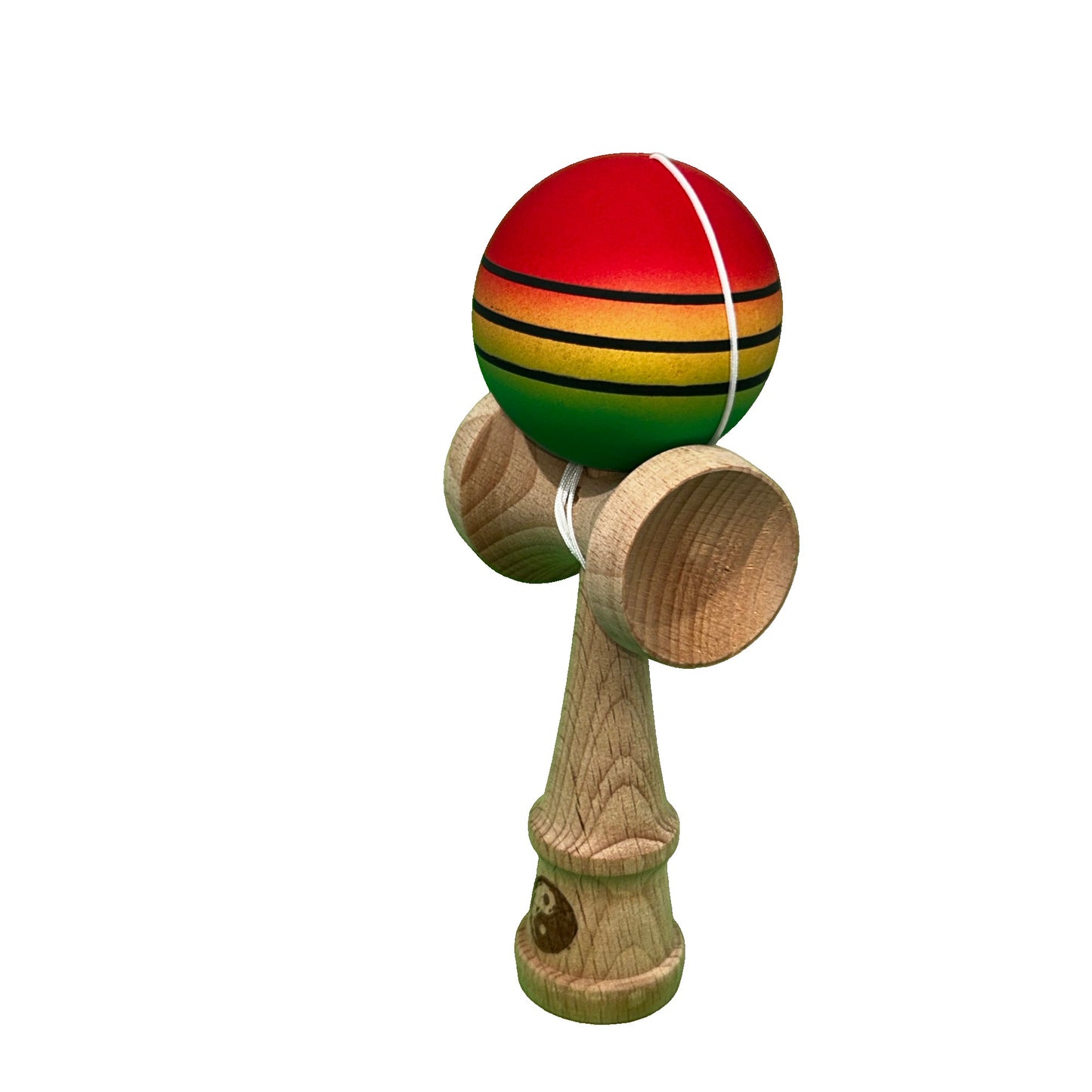 Jucarie Kendama X Originala, Profesionala, Selexmo, din Lemn, Rubber Grip, 18 cm, Rosu/Galben/Verde