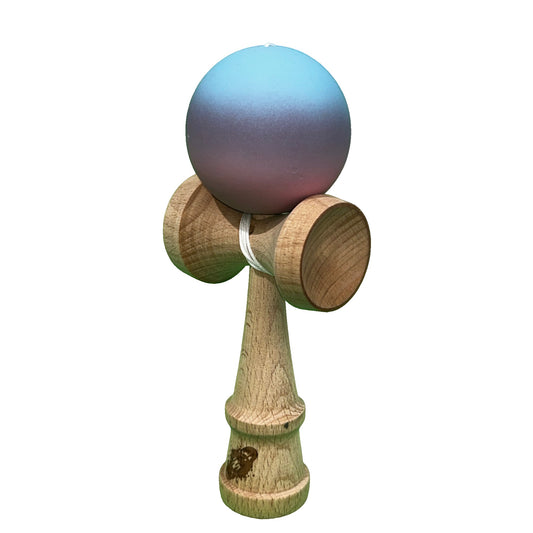Jucarie Kendama X Originala, Profesionala, Selexmo, din Lemn, Rubber Grip, 18 cm, Roz/Mov/Albastru