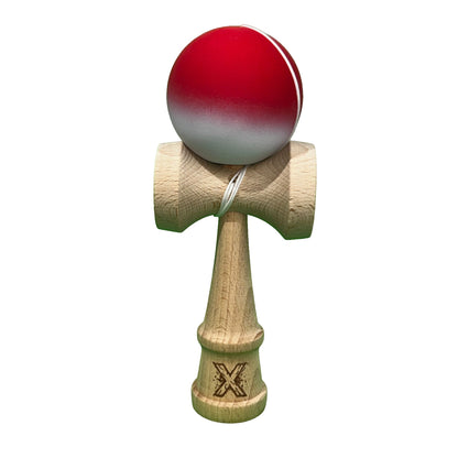 Jucarie Kendama X Originala, Profesionala, Selexmo, din Lemn, Rubber Grip, 18 cm, Rosu/Alb