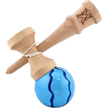 Kendama X Originala, Profesionala, Selexmo, din Lemn, Super Sticky, 18 cm, Albastru