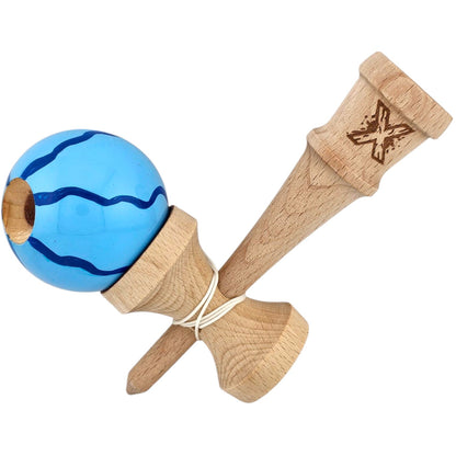 Kendama X Originala, Profesionala, Selexmo, din Lemn, Super Sticky, 18 cm, Albastru