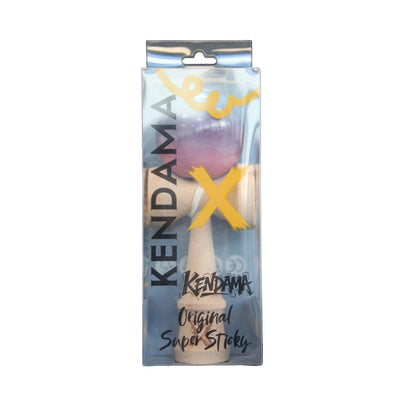 Jucarie Kendama X Originala, Profesionala, Selexmo, Super Sticky din Lemn, 18 cm, Gradient Albastru Deschis/Mov/Roz