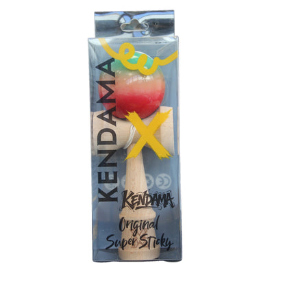 Jucarie Kendama X Originala, Profesionala, Selexmo, Super Sticky din Lemn, 18 cm, Gradient Rosu/Verde