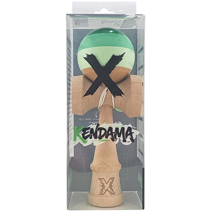 Kendama X Originala, Profesionala, Selexmo, Super Sticky din Lemn, 18 cm, Verde Mix