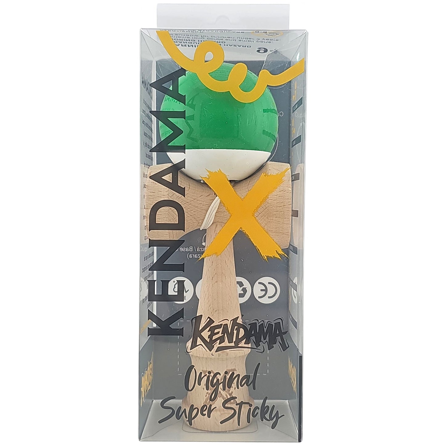 Jucarie Kendama X Originala, Profesionala, Selexmo, Super Sticky din Lemn, 18 cm, pentru Copii si Adulti, Verde inchis/Alb