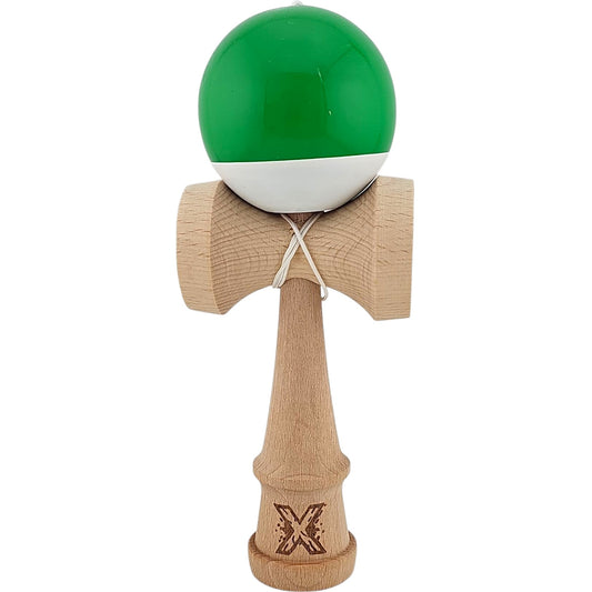 Jucarie Kendama X Originala, Profesionala, Selexmo, Super Sticky din Lemn, 18 cm, pentru Copii si Adulti, Verde inchis/Alb