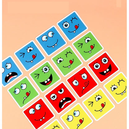Jucărie Montessori Selexmo, Cub din Lemn, 64 Cartonașe, Clepsidră și Clopoțel, +3 ani, Multicolor