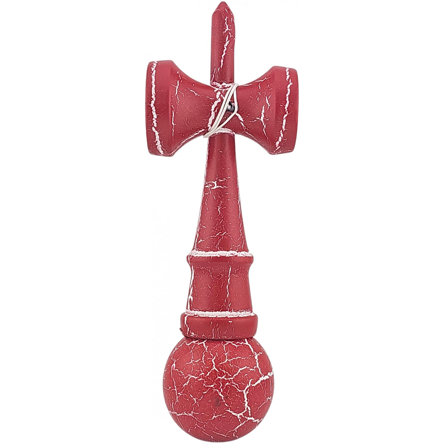 Kendama X Originala, Profesionala, Selexmo, Cracked, din Lemn, 18 cm, Rosu/Alb
