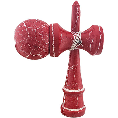 Kendama X Originala, Profesionala, Selexmo, Cracked, din Lemn, 18 cm, Rosu/Alb