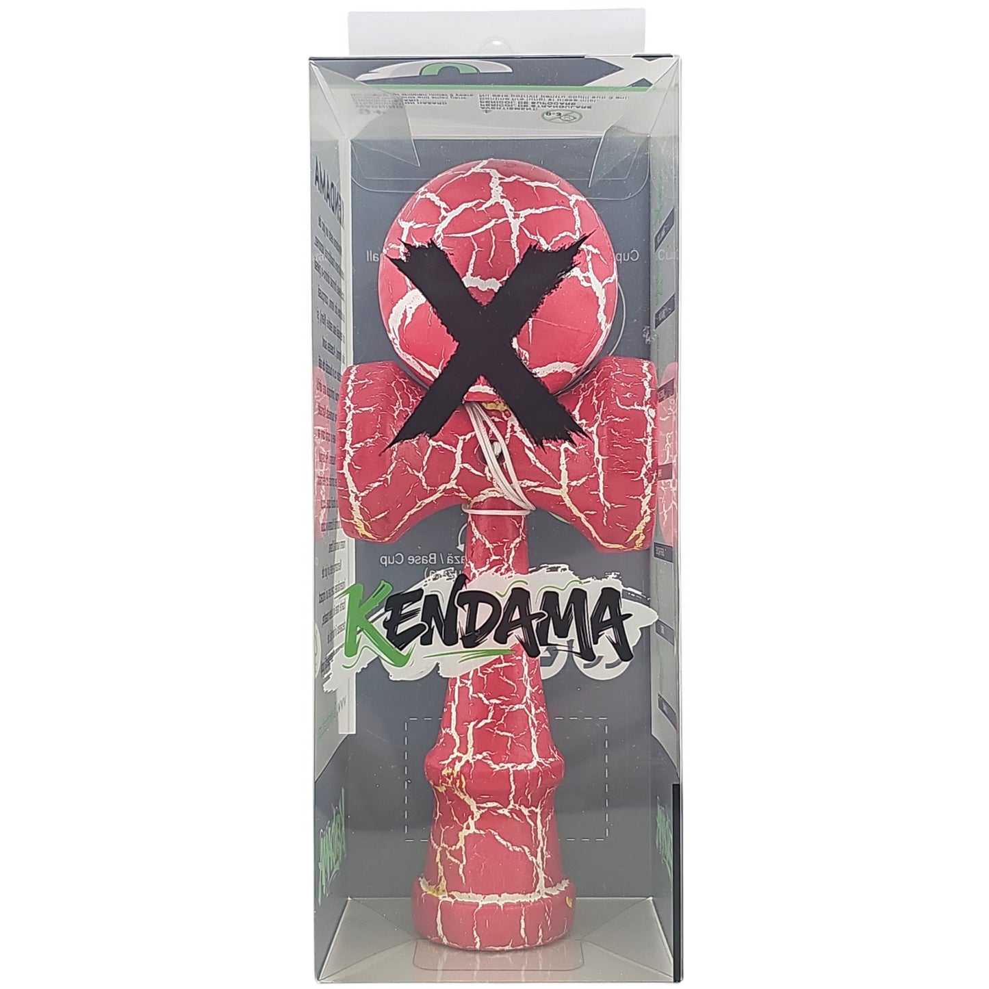 Kendama X Originala, Profesionala, Selexmo, Cracked, din Lemn, 18 cm, Roz Aprins/Alb
