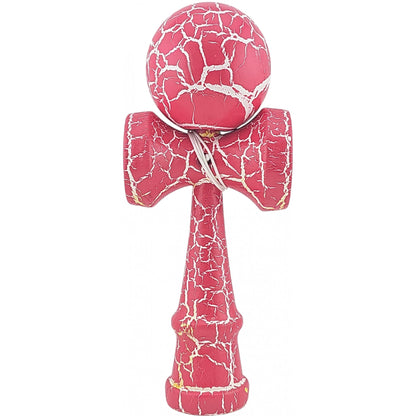 Kendama X Originala, Profesionala, Selexmo, Cracked, din Lemn, 18 cm, Roz Aprins/Alb