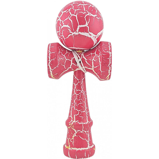 Kendama X Originala, Profesionala, Selexmo, Cracked, din Lemn, 18 cm, Roz Aprins/Alb