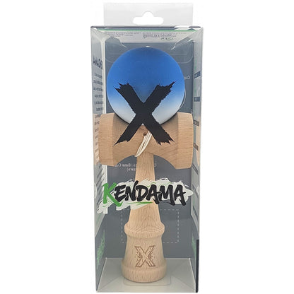 Kendama X Originala, Profesionala, Selexmo, din Lemn, Rubber Grip, 18 cm, Albastru/Alb
