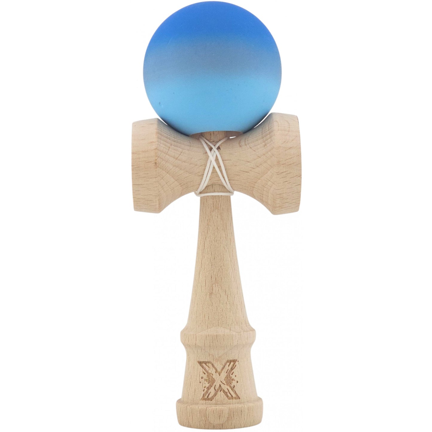 Kendama X Originala, Profesionala, Selexmo, din Lemn, Rubber Grip, 18 cm, Albastru/Alb