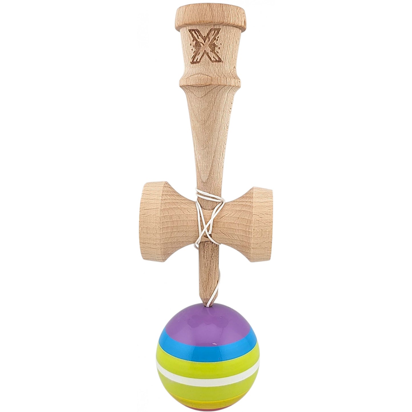 Kendama X Originala, Profesionala, Selexmo, din Lemn, Super Sticky, 18 cm, Multicolor