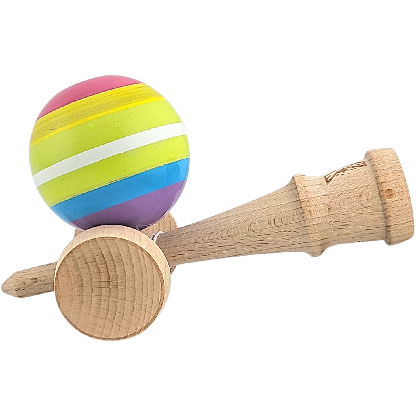 Kendama X Originala, Profesionala, Selexmo, din Lemn, Super Sticky, 18 cm, Multicolor