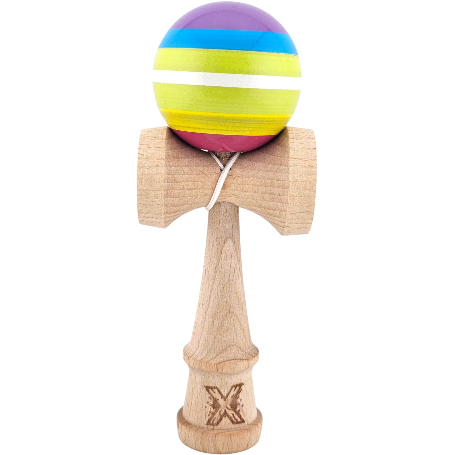 Kendama X Originala, Profesionala, Selexmo, din Lemn, Super Sticky, 18 cm, Multicolor