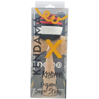 Kendama X Originala, Profesionala, Selexmo, din Lemn, Super Sticky, 18 cm, Rosu/Negru/Alb