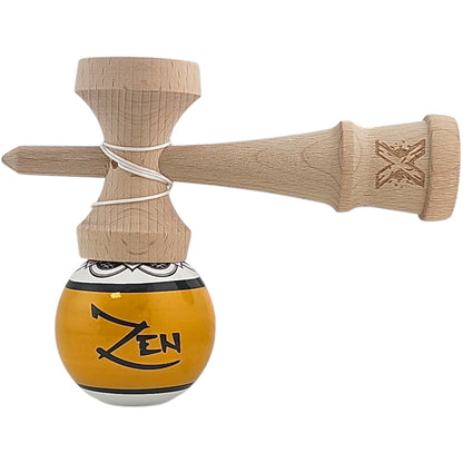 Kendama X Originala, Profesionala, Zen, Selexmo, din Lemn, Super Sticky, 18 cm, Auriu/Alb/Negu