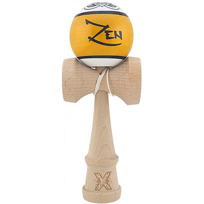 Kendama X Originala, Profesionala, Zen, Selexmo, din Lemn, Super Sticky, 18 cm, Auriu/Alb/Negu