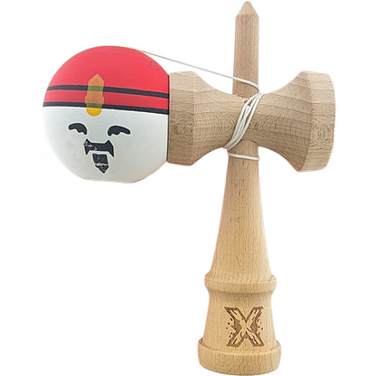 Kendama X Originala, Profesionala, Rege, Selexmo, din Lemn, 18 cm, Rosu/Alb/Galben