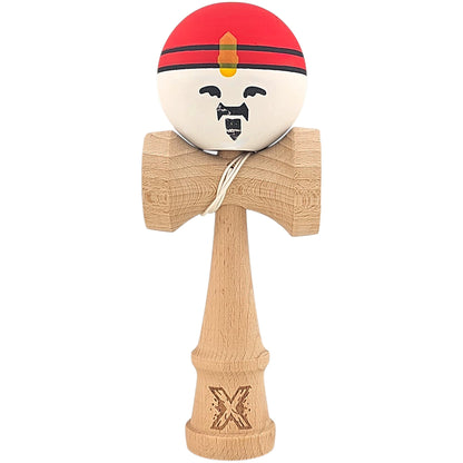 Kendama X Originala, Profesionala, Rege, Selexmo, din Lemn, 18 cm, Rosu/Alb/Galben