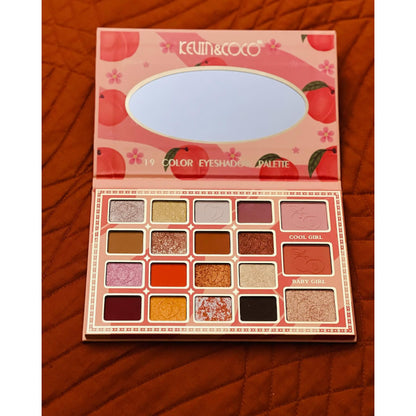 Palete de Machiaj, KEVIN & COCO, Peach, Fard de Pleoape, 19 culori, 19x13x1.5 cm