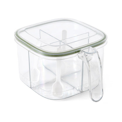 Cutie Depozitare Alimente, selexmo, din Plastic/Silicon, 20 x 10 x 10 cm, 5 Compartimente, Alb/Verde