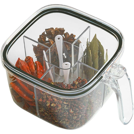 Cutie Depozitare Alimente, selexmo, din Plastic/Silicon, 20 x 10 x 10 cm, 5 Compartimente, Alb/Verde