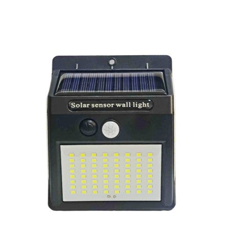Lampa cu incarcare solara si senzor de miscare pentru exterior, 64 LED cu distanta de inductie, montaj pe perete, fara cabluri, Selexmo