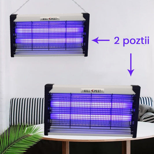 Lampa Electrica Anti Insecte, Lumina Neon, 2 tuburi , Suspensie Perete, Carcasa din Plastic Metalica
