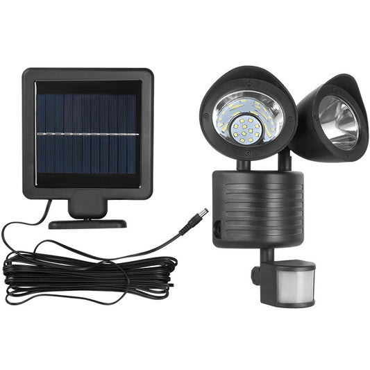 Lampa solara de tip decoratiune pentru gradina, Selexmo, model felinar dublu cu senzor de miscare, alb rece