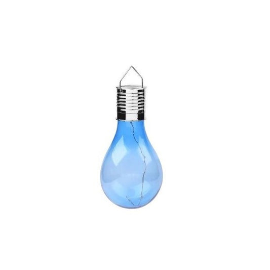 Lampa Solara LED Decorativa sub forma de Bulb, pentru exterior, suspendata, IP65, Ultron Albastru, Selexmo