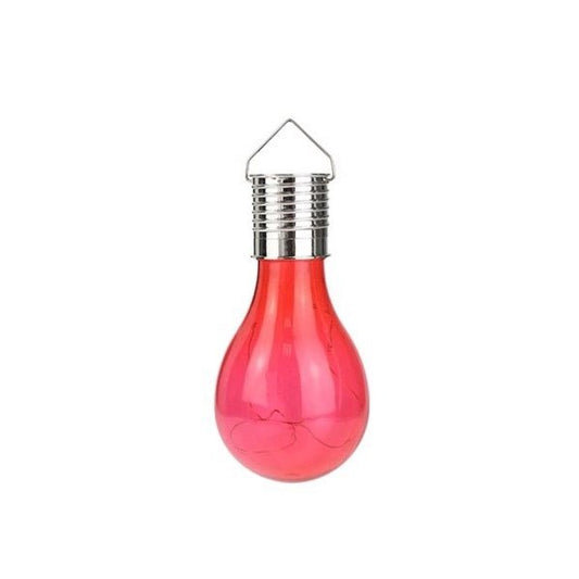 Lampa Solara LED Decorativa sub forma de Bulb, pentru exterior, suspendata, IP65, Ultron Rosu, Selexmo