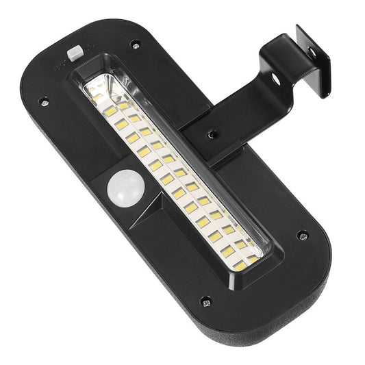 Lampa solara LED dreptunghiulara pentru perete Selexmo, 18 x 7 cm, senzor miscare, 6V, ABS, 2200mAh, rezistent la apa, culoare alb rece, suport negru