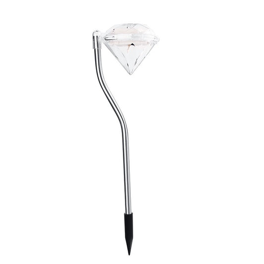 Lampa solara LED tip Diamant pentru gradina Selexmo, inaltime 30 cm, 2V, ABS, 600mAh, alb rece