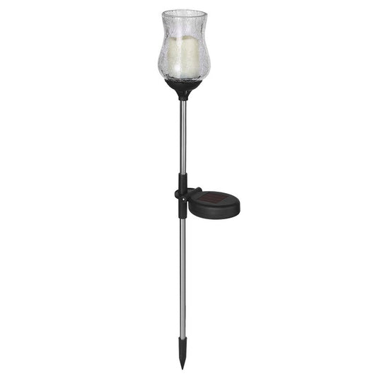 Lampa solara LED tip Lalea pentru gradina Selexmo, inaltime 55 cm, material sticla si ABS, 2V, ABS, 600mAh, alb cald