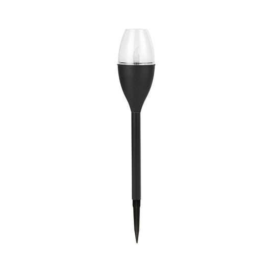 Lampa solara LED tip pahar de vin pentru gradina Selexmo, inaltime 37.5 cm, efect de flacara, material PVC si ABS, 2V, 200mAh, alb cald