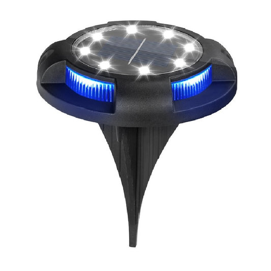 Lampa solara LED tip spot pentru gradina Selexmo, cu 4 leduri laterale multicolore si 8 leduri principale alb rece, IP65, material ABS, baterie 2V, 700 mah, 11x13.5 cm, multicolor