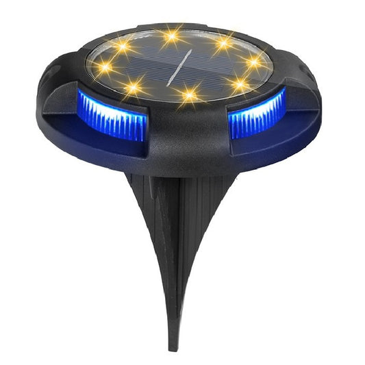 Lampa solara LED tip spot pentru gradina Selexmo, cu 4 leduri laterale multicolore si 8 leduri principale alb cald, IP65, material ABS, baterie 2V, 700 mah, 11x13.5 cm, multicolor
