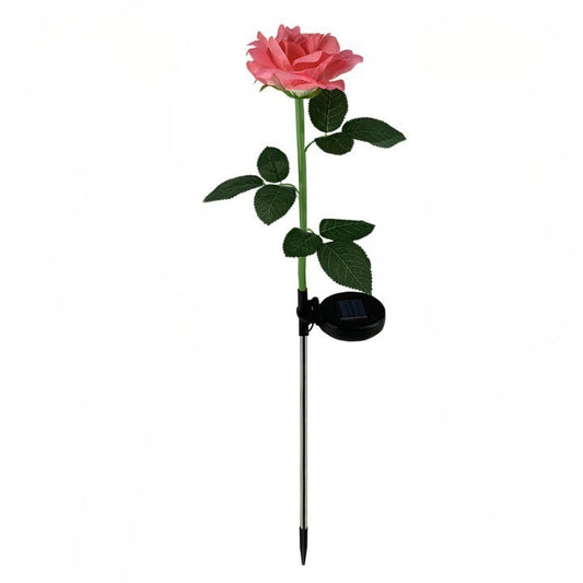LAMPA SOLARA LED TIP TRANDAFIR CU O FLOARE PENTRU GRADINA, INALTIME 75 CM
