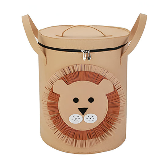 Cutie de Depozitare 2In1, selexmo, Impermeabila, Covor pentru Jucarii si Lego 150cm, Capacitate Mare, cu Manere, cu Sfori, Inaltime 40cm, Model Leu, Maro