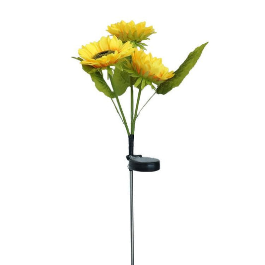 Lampa solara LED tip Floarea Soarelui cu 3 flori, inaltime 70 cm, Pentru gradina, Selexmo