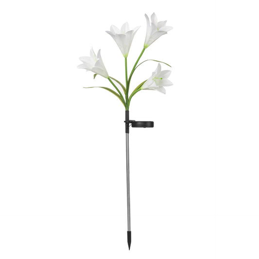 Lumina solara LED tip Crin cu 4 flori, inaltime 80 cm, pentru gradina, Selexmo