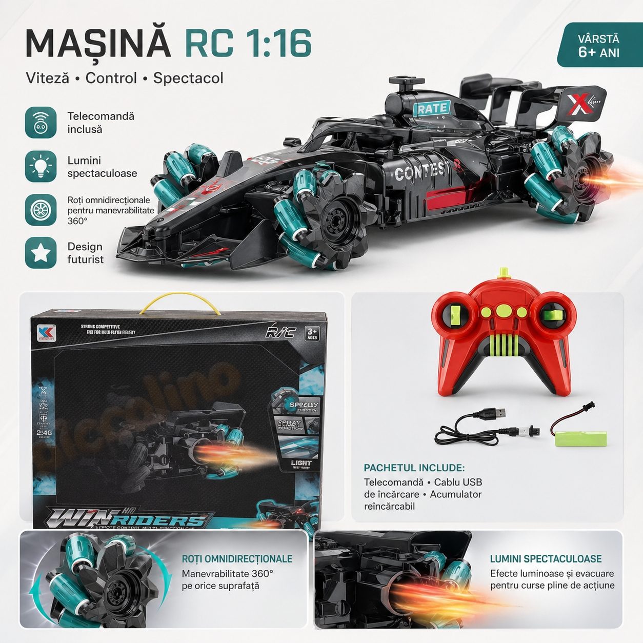 Masina RC Drift 2.4GHz, Scara 1:16
