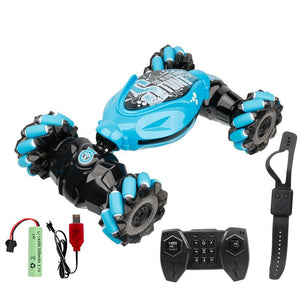 MASINUTA PENTRU COPII, CONTROL TELECOMANDA 2.4G + TELECOMANDA GESTUALA, LUMINI SI MUZICA, ALBASTRU