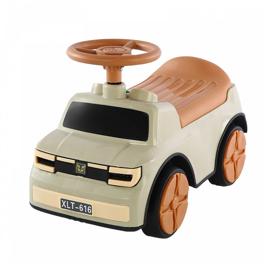 Masinuta Ride-On, cu Sistem Anti-Rasturnare, Sistem de Lumini si Muzica, Cutie de Depozitare, 1-6 Ani, 58 x 28 x 37 cm, Maro